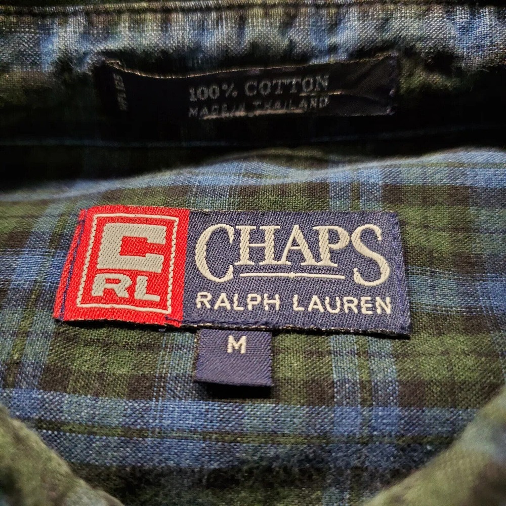 Chaps Ralph‎ Lauren Shirt Mens Medium Blue Plaid Button Down Classiccore Pocket - Picture 6 of 11